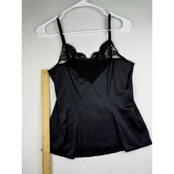Vintage 90's Vassarette USA Black Lace Trim V Neck Camisole Top Women's Small - Picture 11 of 13